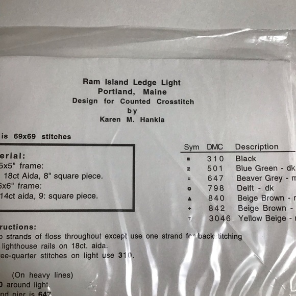 Seguin Designs Counted Cross Stitch PATTERN ONLY Ram Island Ledge Lighthouse ME - Picture 4 of 4